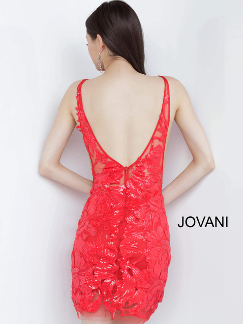 Jovani 4552 Sleeveless Deep V-Neck Fitted Short Dress