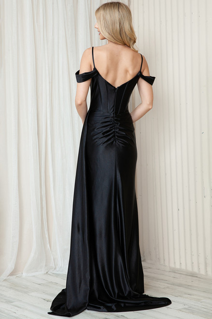 Amelia Couture 5047 Stretching Satin Sleeveless Long Dress