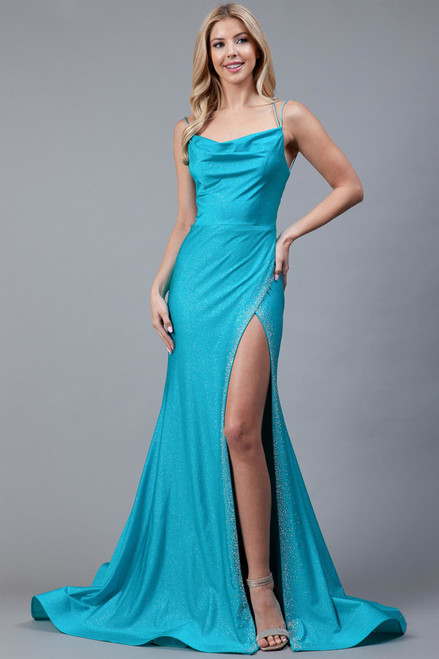 Amelia Couture 399 Glitter Jersey Sleeveless Long Dress