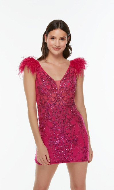 Alyce Paris 4501 Plunging Neck Straight Short Formal Dress