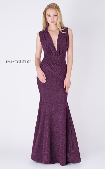 MNM Couture L0001 Lycra Plunging Neck Sleeveless Long Dress