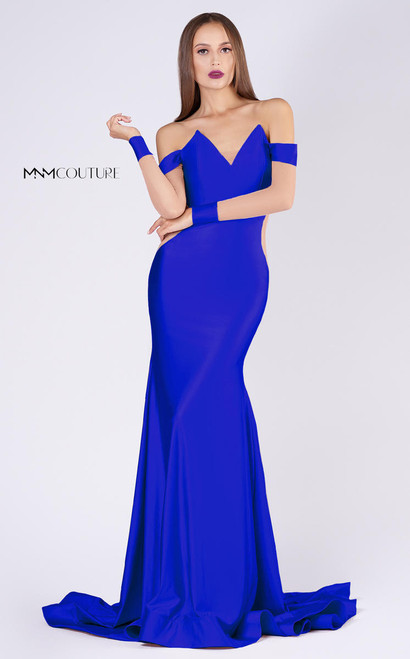 MNM Couture L0044 Lycra Sweetheart Neck Train Long Dress