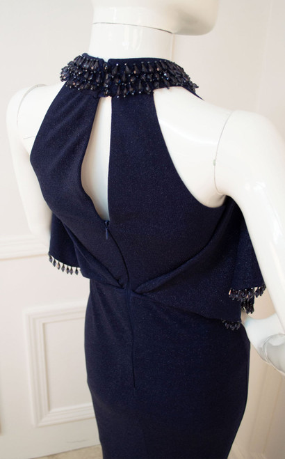 MNM Couture F4680 Beaded Sleeveless Halter Neck Long Dress