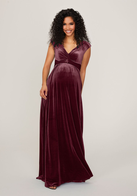 Morilee Bridesmaids 14102 Velvet V-Neck Maternity Long Dress