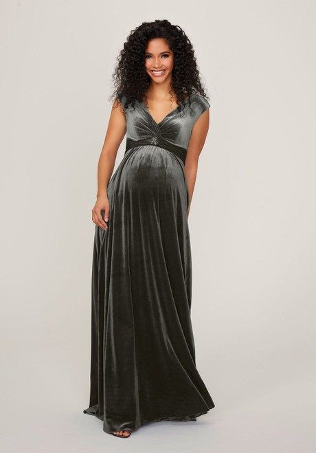 Morilee Bridesmaids 14102 Velvet V-Neck Maternity Long Dress