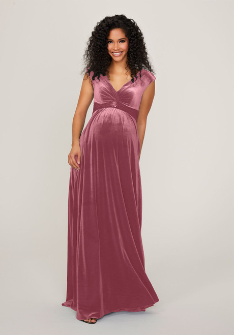 Morilee Bridesmaids 14102 Velvet V-Neck Maternity Long Dress