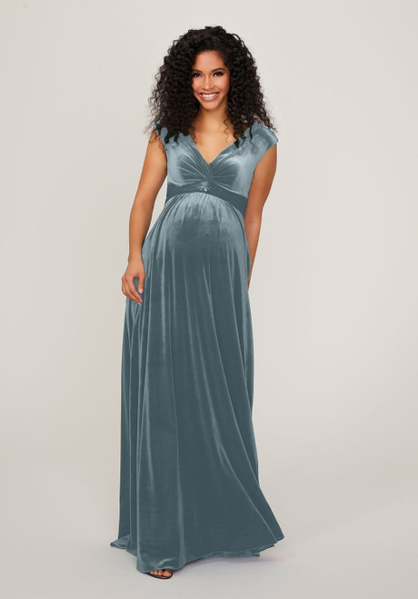 Morilee Bridesmaids 14102 Velvet V-Neck Maternity Long Dress