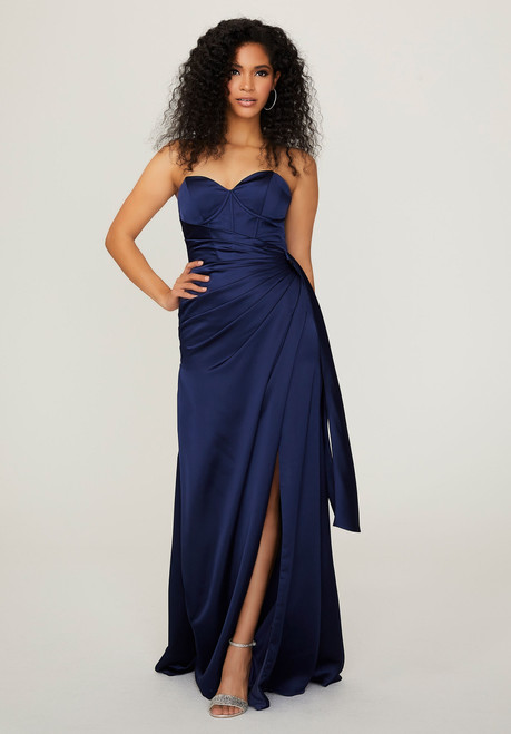 Morilee Bridesmaids 21791 Silky Satin Strapless Long Dress