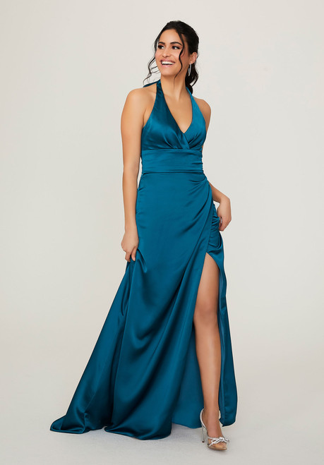 Morilee Bridesmaids 21797 Silky Satin Halter Neck Long Dress