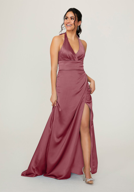 Morilee Bridesmaids 21797 Silky Satin Halter Neck Long Dress