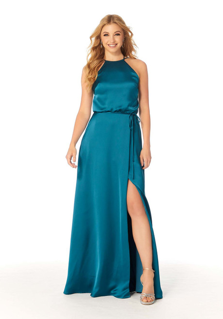 Morilee Bridesmaids 21815 Silky Satin Halter Neck Long Dress