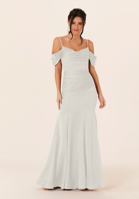 Morilee Bridesmaids 21821 Luxe Satin Cowl Neck Long Dress