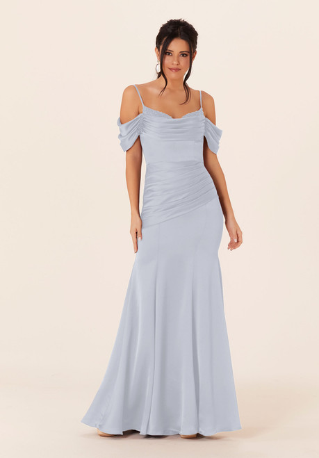 Morilee Bridesmaids 21821 Luxe Satin Cowl Neck Long Dress