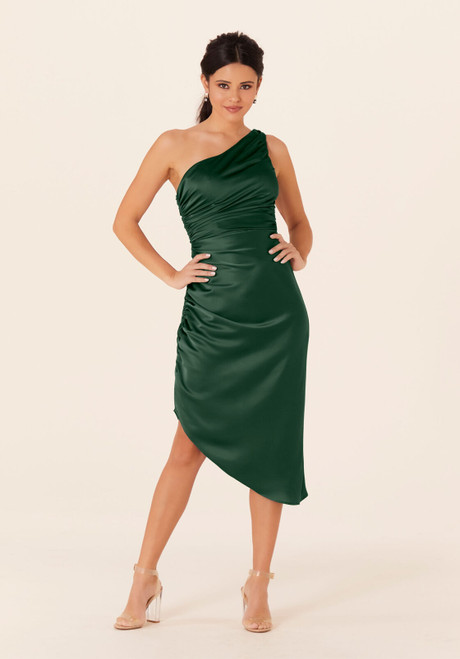 Morilee Bridesmaids 21823 Luxe Satin One Shoulder Midi Dress
