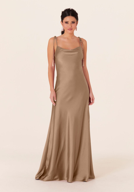 Morilee Bridesmaids 21829 Luxe Satin Scoop Neck Long Dress