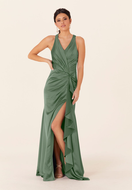 Morilee Bridesmaids 21831 Luxe Satin V-neck Sleeveless Dress
