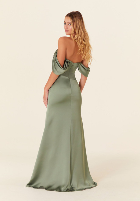 Morilee Bridesmaids 21832 Luxe Satin Off Shoulder Long Dress