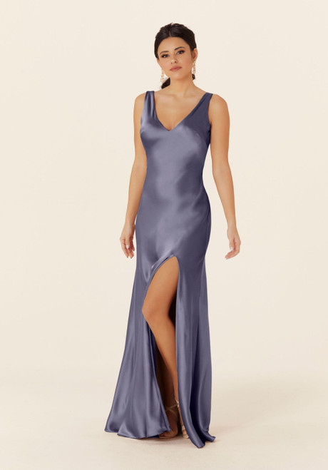 Morilee Bridesmaids 21835 Luxe Satin V-neck Sleeveless Dress