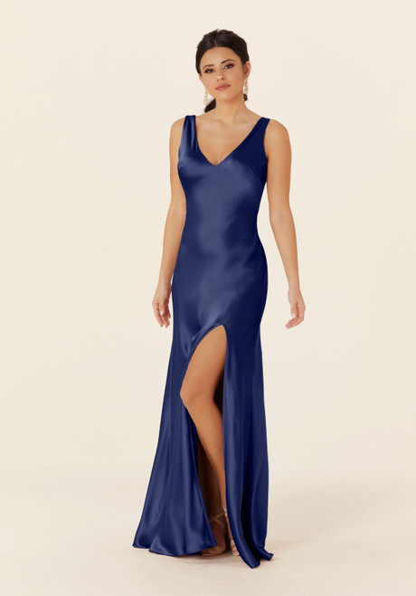 Morilee Bridesmaids 21835 Luxe Satin V-neck Sleeveless Dress