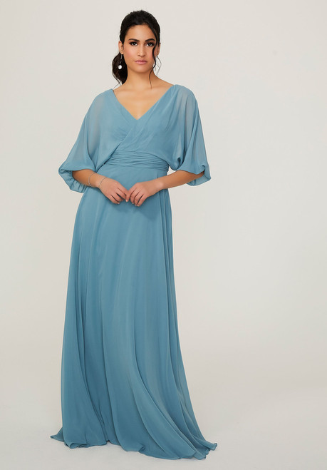 Morilee Bridesmaids 21792 Chiffon V-neck 3/4 Sleeves Dress