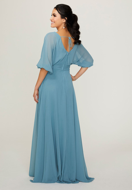 Morilee Bridesmaids 21792 Chiffon V-neck 3/4 Sleeves Dress