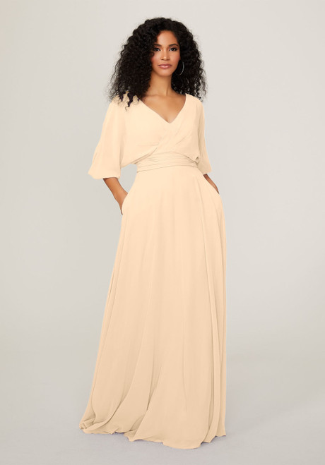 Morilee Bridesmaids 21792 Chiffon V-neck 3/4 Sleeves Dress