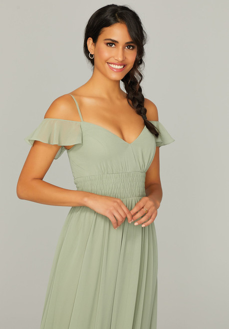 Morilee Bridesmaids 21768 Chiffon Cold Shoulder Long Dress