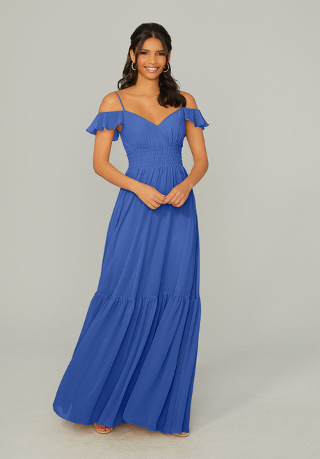 Morilee Bridesmaids 21768 Chiffon Cold Shoulder Long Dress