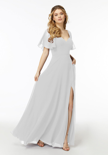 Morilee Bridesmaids 21722 Chiffon Flutter Sleeves Long Dress