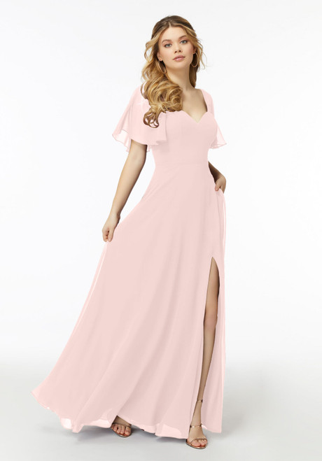 Morilee Bridesmaids 21722 Chiffon Flutter Sleeves Long Dress