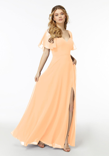 Morilee Bridesmaids 21722 Chiffon Flutter Sleeves Long Dress