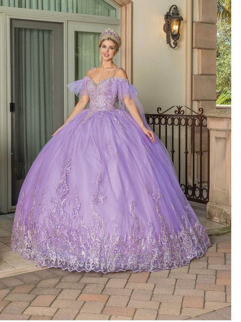 Dancing Queen 1713 Flutter Sleeves Quinceanera Ballgown