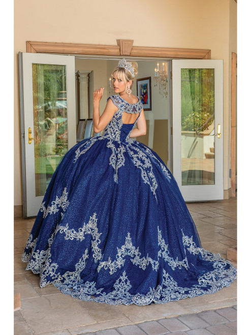 Dancing Queen 1709 Round Neck Cap Sleeves Long Ballgown