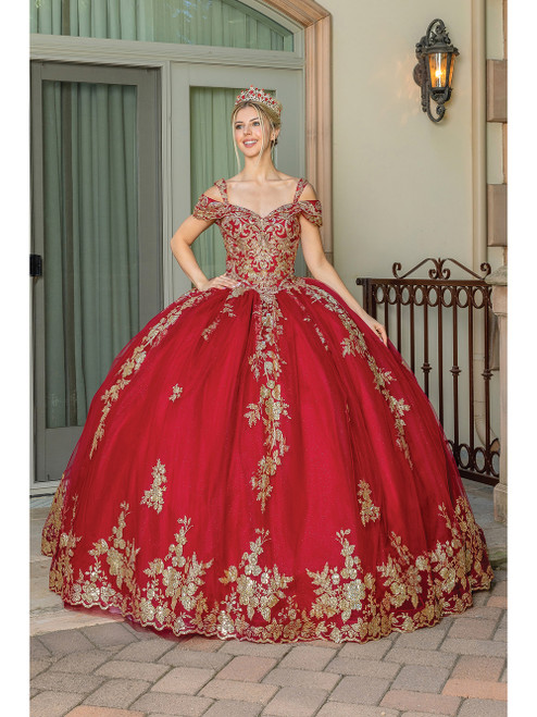 Dancing Queen 1657 Sequin Embroidered Off Shoulder Ballgown