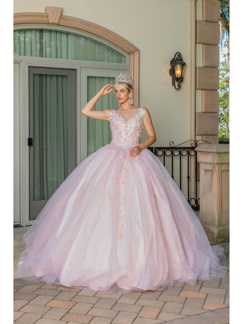 Dancing Queen 1597 V-Neck Sleeveless Embroidery Ballgown