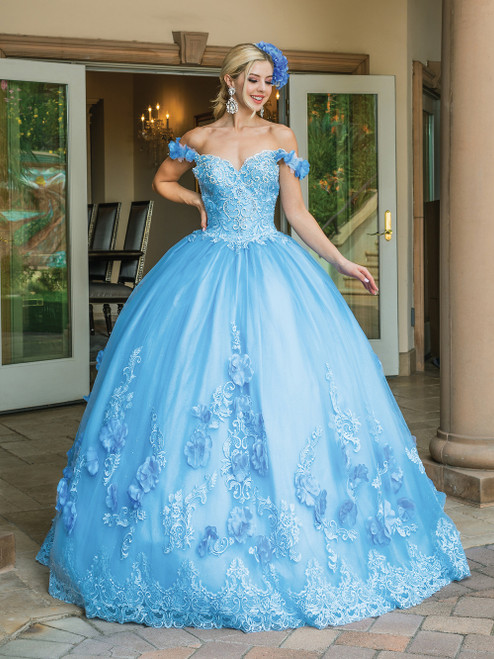 Dancing Queen - 1574 Floral Applique Off Shoulder Ballgown With Train –  Couture Candy