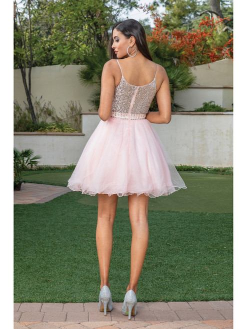 Dancing Queen 3313 Strap Sleeves V-neck Homecoming Dress