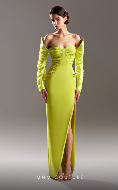 MNM Couture G1537 Crepe Sweetheart Neck Long Sleeves Dress