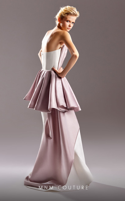 MNM Couture G1517 Crepe Draped Strapless Fitted Long Dress