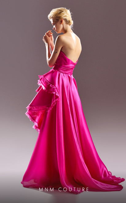 MNM Couture G1514 Organza Strapless Ruched High Low Dress