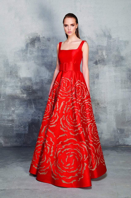 MNM Couture N0146 Taffeta Square Neck Sleeveless Long Dress