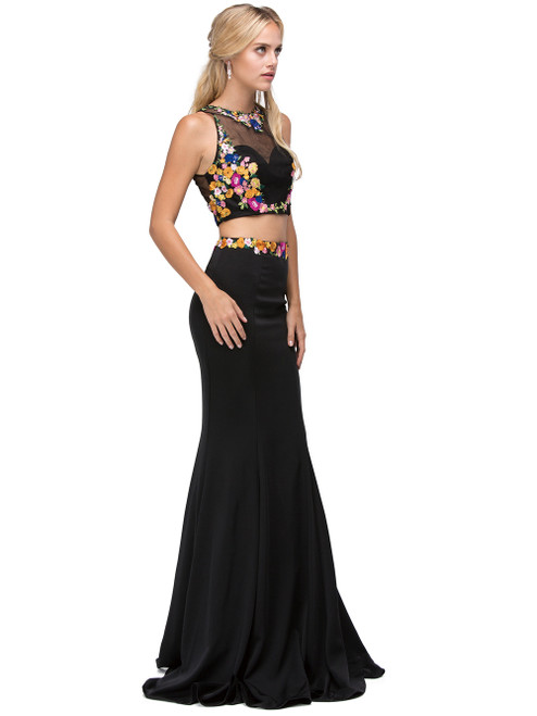 Dancing Queen 9778 Floral Two-piece Sleeveless Long Dress