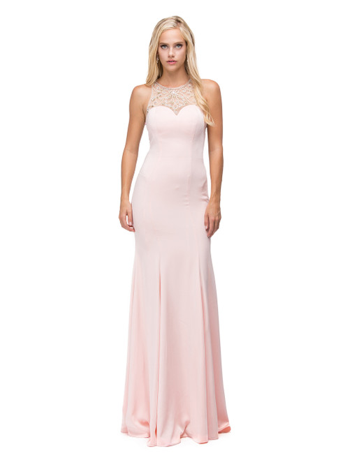 Dancing Queen 9715 Illusion Jewel Neck Sleeveless Long Dress