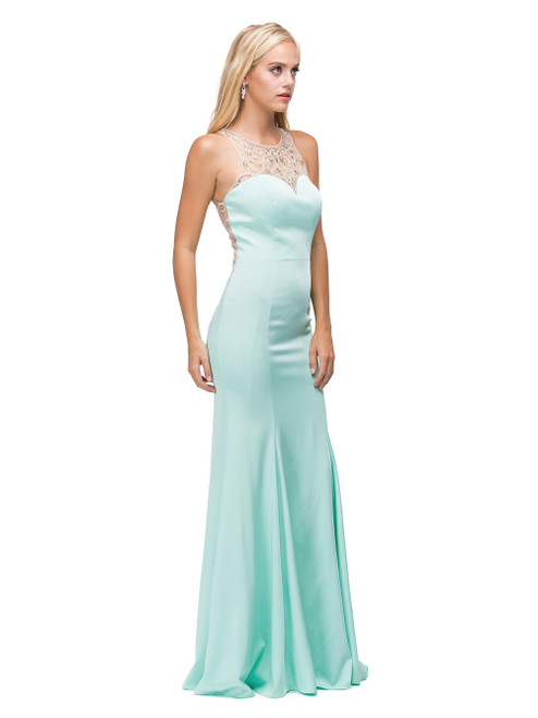 Dancing Queen 9715 Illusion Jewel Neck Sleeveless Long Dress