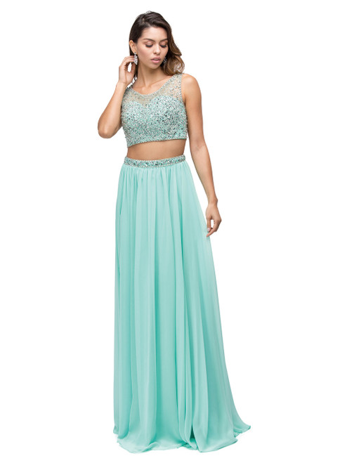 Dancing Queen 9574 Scoop Neck Beaded Bodice Two-Piece Dress