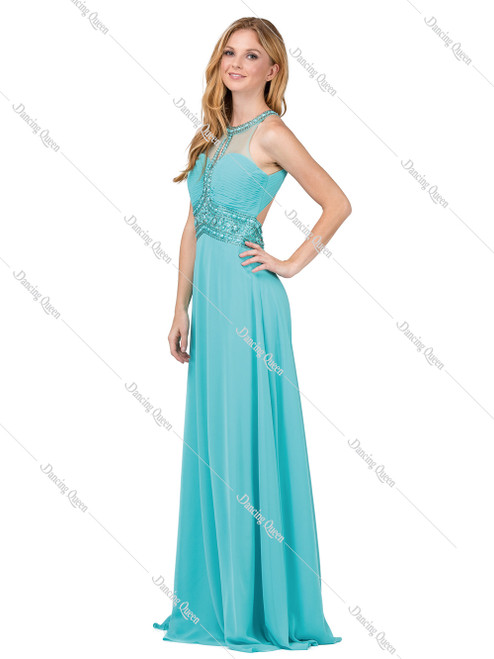 Dancing Queen 9270 Illusion Jewel Neck Sleeveless Long Dress