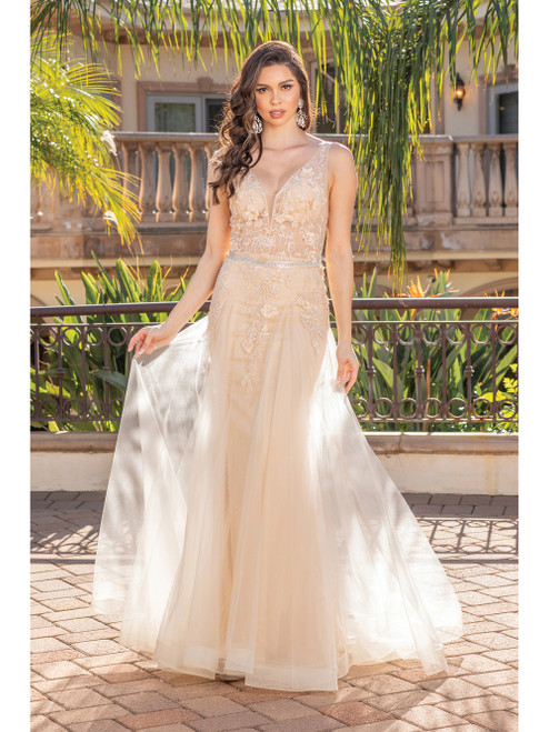 Dancing Queen 4311 Tulle V-neck Sleeveless A-line Long Dress