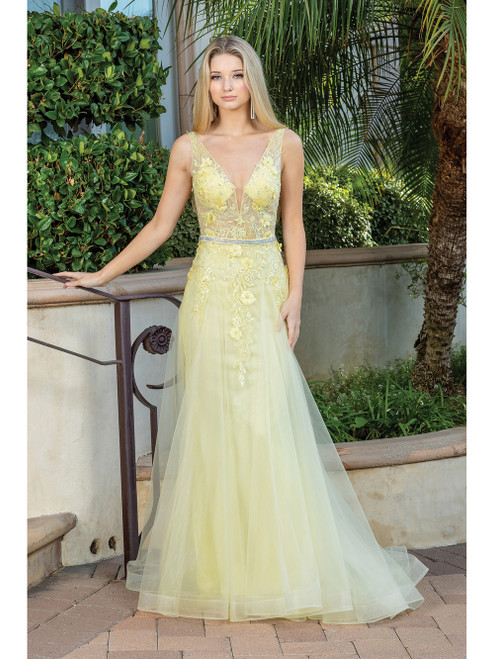 Dancing Queen 4311 Tulle V-neck Sleeveless A-line Long Dress