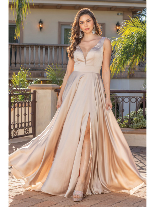 Dancing Queen 4304A Plunging V-neck Sleeveless Long Dress