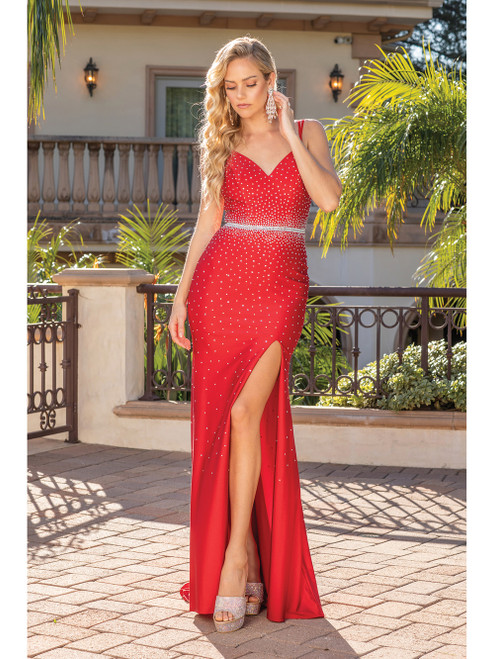 Dancing Queen 4270 Double Spaghetti Straps V-Neck Long Dress